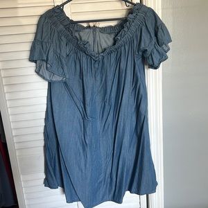 super cute off the shoulder denim dress!!